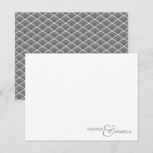 Paare Personalisiert Stationery Gray Scallop Mitteilungskarte