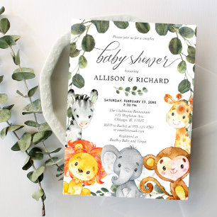 Paare Safari Baby Dusche geschlechtsneutral Einladung