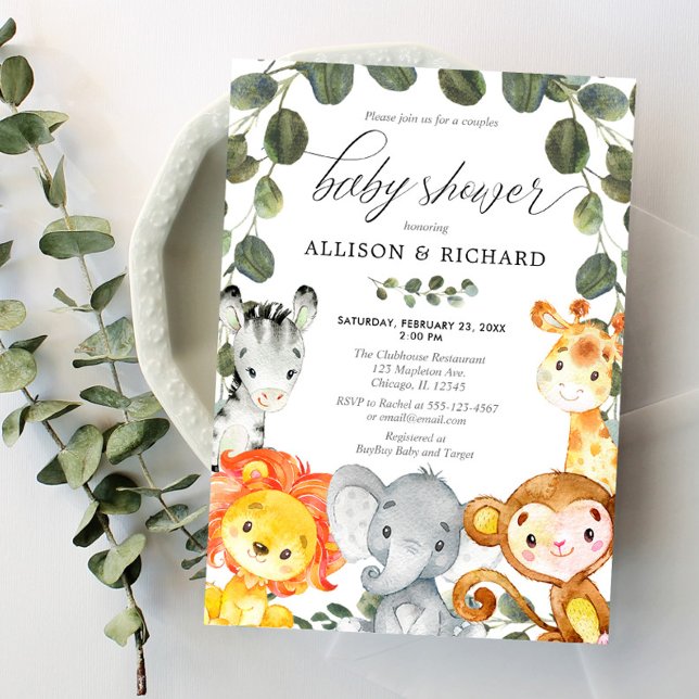 Paare Safari Baby Dusche geschlechtsneutral Einladung (Von Creator hochgeladen)