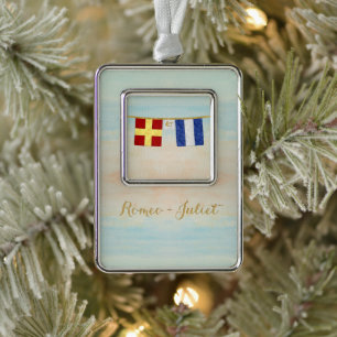 Paare Seesignalflaggen Monogramm Rahmen-Ornament Silber