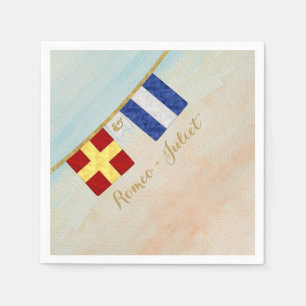 Paare Seesignalflaggen Monogramm Serviette