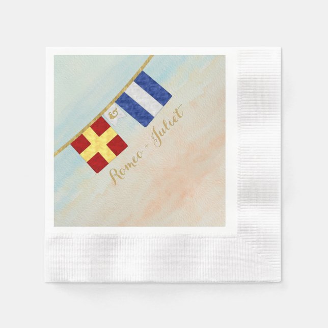 Paare Seesignalflaggen Monogramm Serviette (Vorderseite)