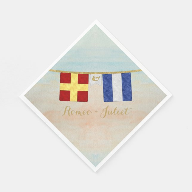 Paare Seesignalflaggen Monogramm Serviette (Ecke)