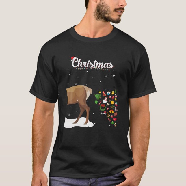 Paare Sick Reindeer Funny Ugly Christmas Sweater T-Shirt (Vorderseite)