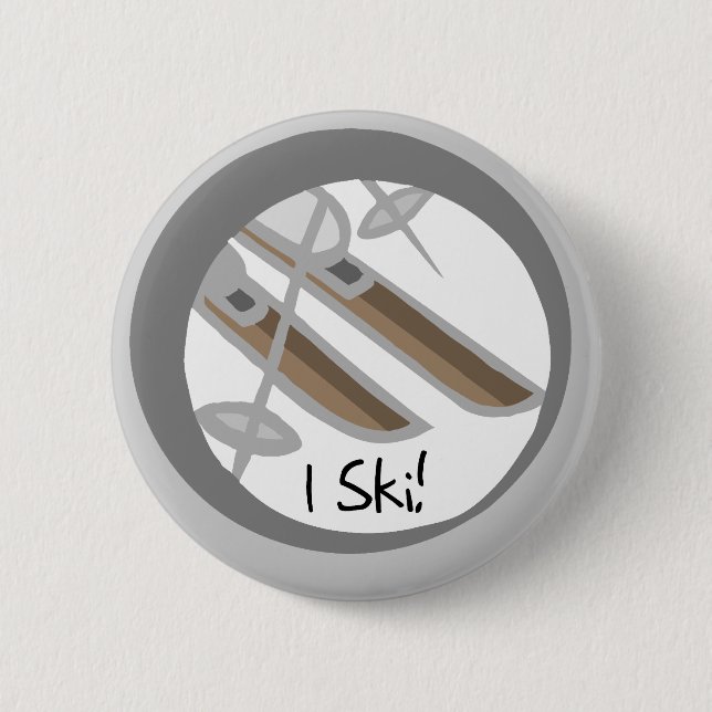 Paare Ski-T - Shirts und Geschenke der Ski-I Button (Vorderseite)