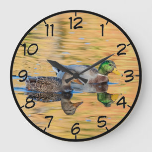 Paare Stockenten Große Wanduhr