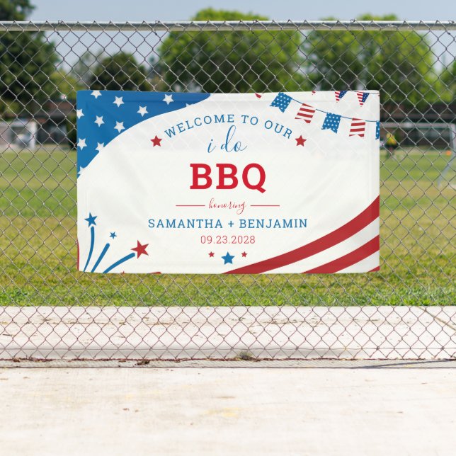 Paare Summer GRILLEN USA Brautparty Willkommen Banner (Insitu)