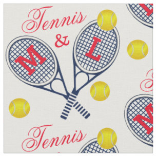 Paare Tennisschläger und Bälle Monogramm Stoff