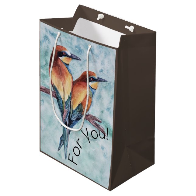 Paare tropischer Vögel Mittlere Geschenktüte (Vorderseite Schrägansicht)