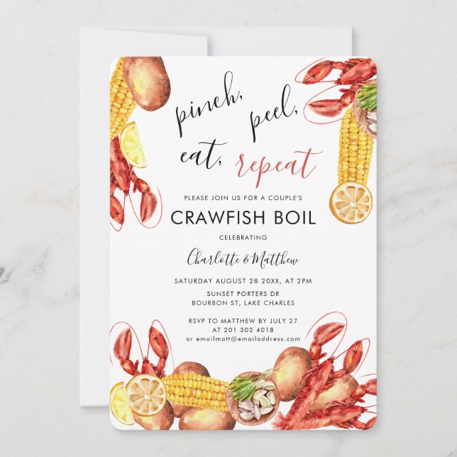 Paare Verlobung Crawfish Boil Einladung (Vorderseite)
