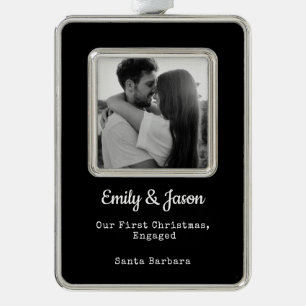 Paare Verlobung Custom Foto Gerahmte Ornamente Rahmen-Ornament Silber