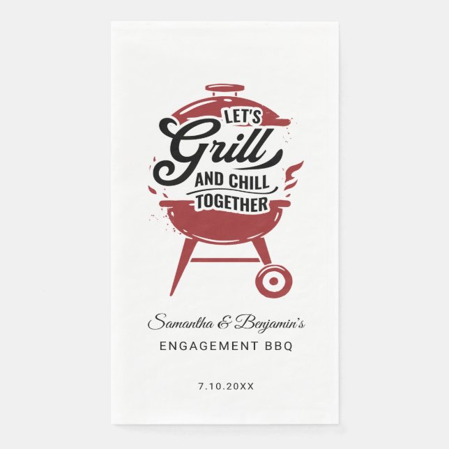 Paare Verlobung GRILLEN Summer Grill Party Serviette (Vorderseite)