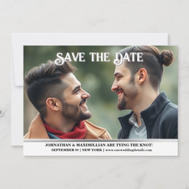 Paare Verlobung Hochzeitsankündigung lgbtq Einladung (Vorderseite)