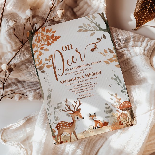 Paare Woodland Oh Deer Forest Baby Dusche Einladung (Von Creator hochgeladen)