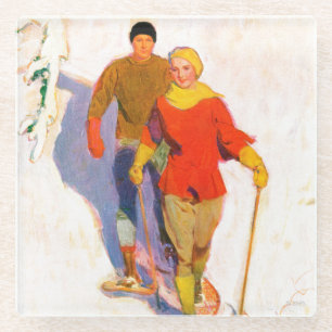 Paaretragende Snowshoes durch McClelland Barclay Glasuntersetzer
