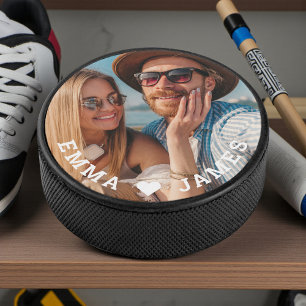 Paarfoto Liebesherz Personalisierte Namen Eishockey Puck