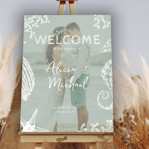 Paarfoto Strandhochzeit Willkommen Poster