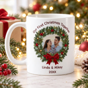 Paarfoto Unser erstes Weihnachten Roter Schleifen Kaffeetasse