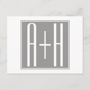 Paarinitialen oder anderer Text   Weiß & Grau Postkarte
