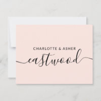 Paarname Blush Pink Wedelmongramm Note Card