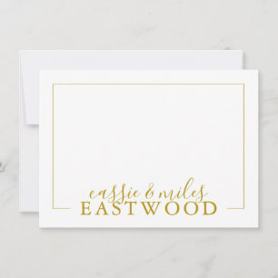 Paarname Goldschrift Serif Hochzeitsnotizkarten Mitteilungskarte