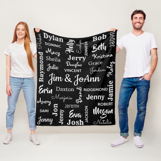 Paarname mit bis zu 40 weiteren Namen Fleecedecke (Beispiel)