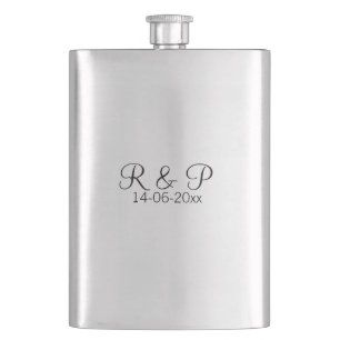 Paarname Monogramm hinzufügen Datum Jahr Hochzeit Flachmann