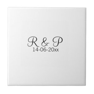 Paarname Monogramm hinzufügen Datum Jahr Hochzeit Fliese