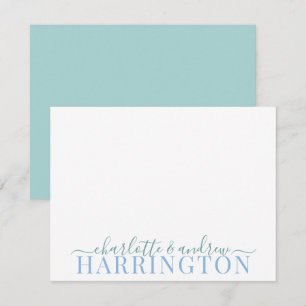 Paarname Wedding Monogram Pastellblau und grün Mitteilungskarte