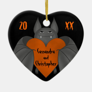 Paarnamen lustiger gotischer Halloween-Schläger Keramik Ornament