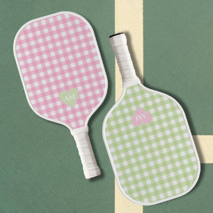 Paarungsinitialen für rosa und grüne Paare Pickleball Schläger