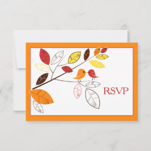 Paarungskarte für Herbst-Blätter und Liebesvögel RSVP Karte