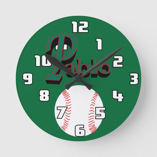 Pablo Baseball Clock Runde Wanduhr (Vorderseite)