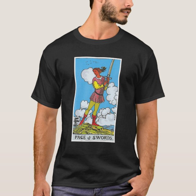 Pace of Schwerter Tarot Card okkult Glaube Divinat T-Shirt (Vorderseite)