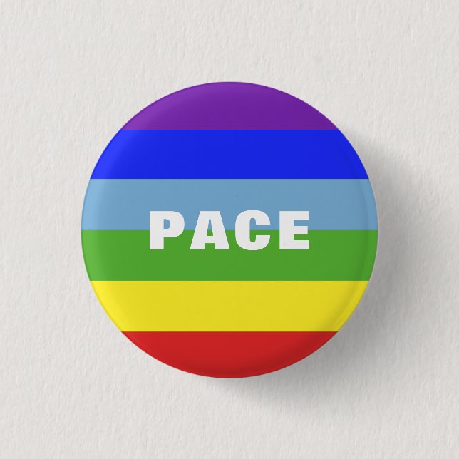 Pace Peace Rainbow Color Regenbogen Streifen Button (Vorderseite)