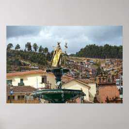 Pachacuti-Statue in Cusco, Peru Poster