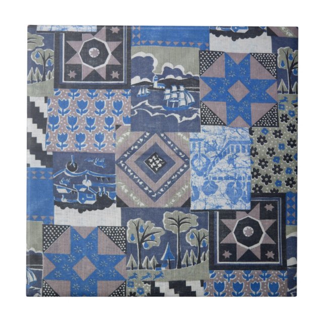 Pachwork Quilt Keramik Tile Fliese (Vorderseite)