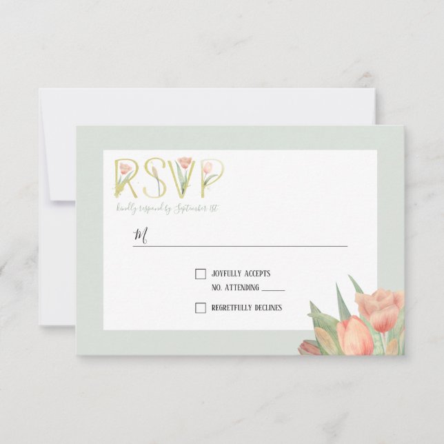 Pachy Pink & Mint Frühlingshuppen RSVP Karte (Vorderseite)