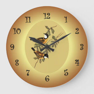 Pachycephala mit schwarzem Schwanz ~ Elizabeth Gou Große Wanduhr