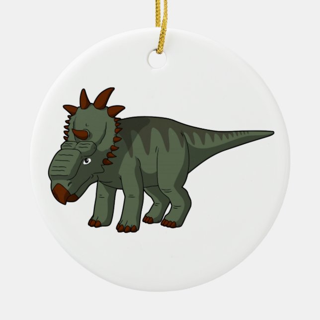 Pachyrhinosaurus - Cartoon Dinosaurier Keramik Ornament (Vorne)