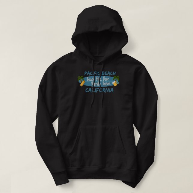 Pacific Beach San Diego California Surf 92109 PB Hoodie (Design vorne)