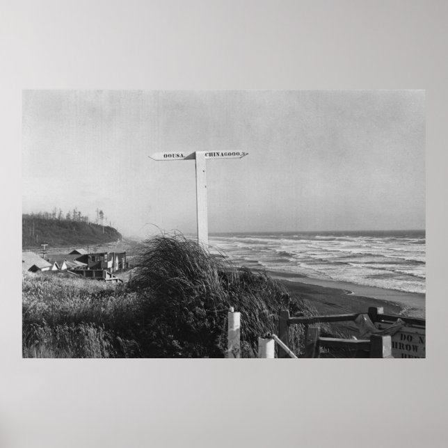 Pacific Beach, WA - Meilen zur China signieren Poster (Vorne)