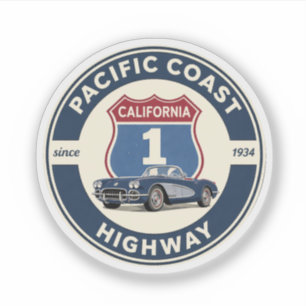 Pacific Coast Highway CLASSICCAR Kalifornien Route Aufkleber