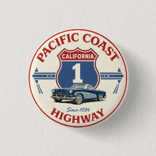 Pacific Coast Highway CLASSICCAR Kalifornien Route Button