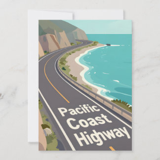 Pacific Coast Highway Grafik Reise Kunst Feiertagskarte