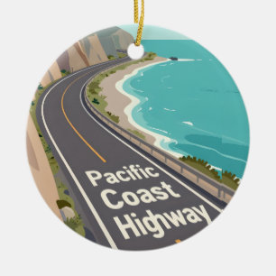 Pacific Coast Highway Grafik-Reise-Kunst Keramik Ornament