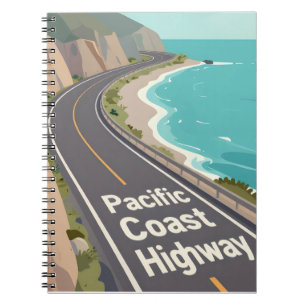 Pacific Coast Highway Grafik-Reise-Kunst Notizblock