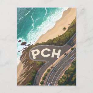 Pacific Coast Highway Luftreise-Kunst Postkarte