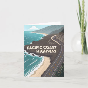 Pacific Coast Highway Retro-Reise Kunst Feiertagskarte