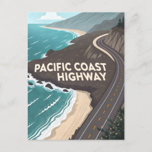Pacific Coast Highway Retro-Reise Kunst Postkarte